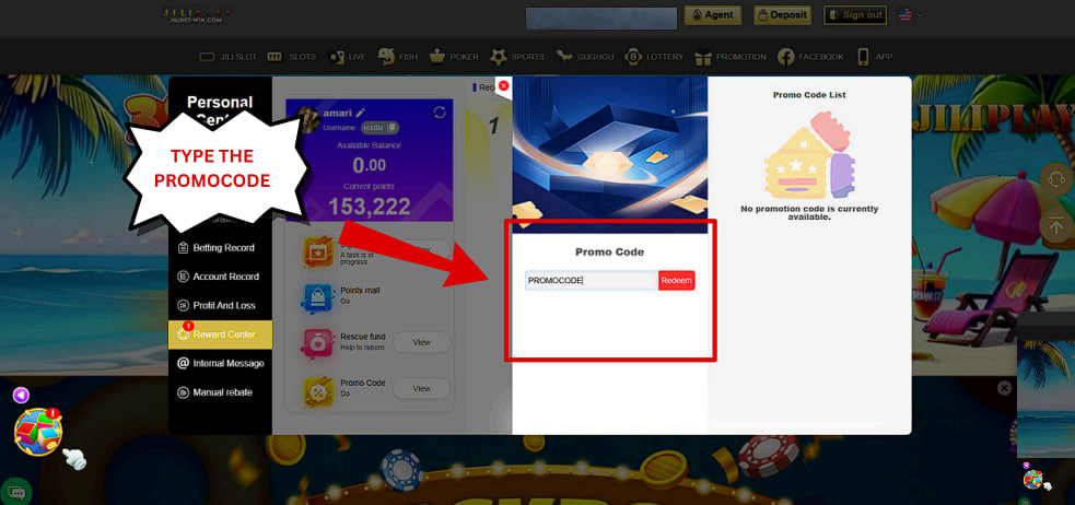 Step 3: Wait for the right time for the system to issue the promo code for you. Then enter the promo code to receive a bonus of up to 100.